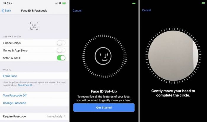 face id set up ios 11